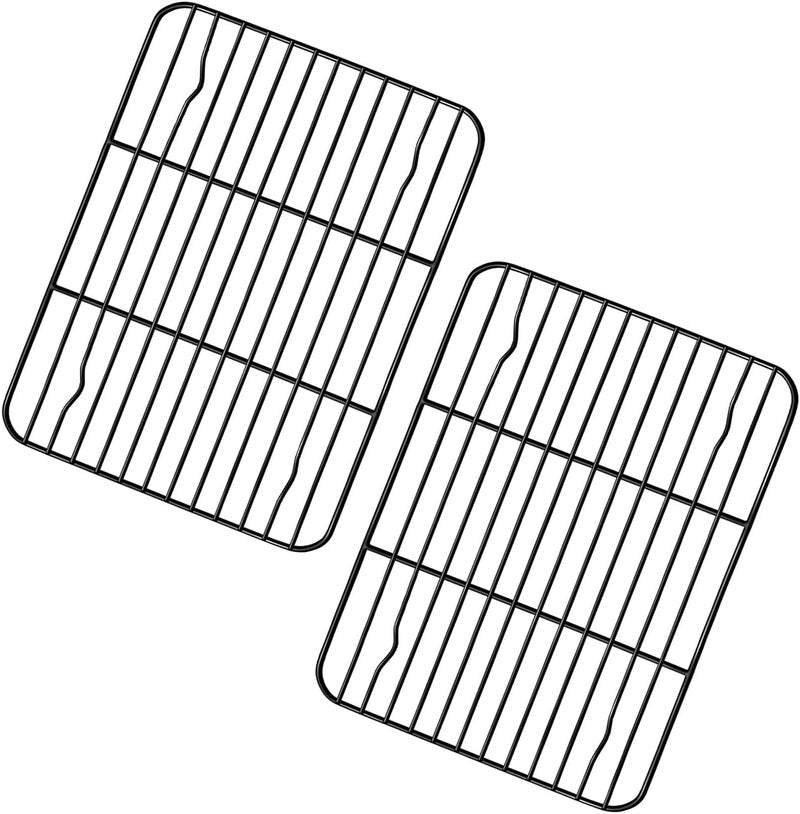 TeamFar Small Cooling Rack (Set of 2), 8.75’’ x 6.25’’ Coated Stainless Steel Wire Rack Baking Racks for Cooking Grilling Cooling, with Non-stick Coating, Healthy & Sturdy, Oven safe & Easy Clean - Image 1