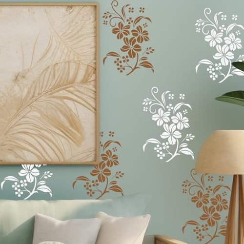 ARandNJ Combo Stencil for Wall Painting (Size:- 16X24 Inch) Theme:-Beautiful Flower DIY Reusable Painting Design Suitable for Bedroom,Living Room Entrance (Pack of 2) - Image 2