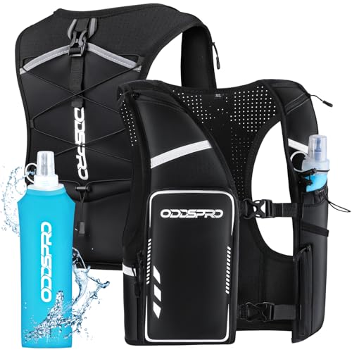 ODDSPRO Running Vest for Women Men Phone Pocket Running Hydration Vest with 500ML Soft Flask Adjustable Chest Waist Straps 10 Pockets Reflective Breathable Hydration Vest for Hiking Biking Marathon - Image 1