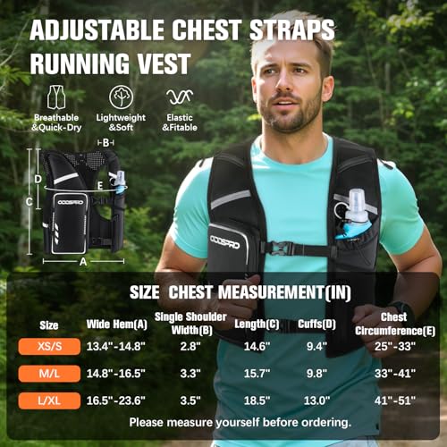 ODDSPRO Running Vest for Women Men Phone Pocket Running Hydration Vest with 500ML Soft Flask Adjustable Chest Waist Straps 10 Pockets Reflective Breathable Hydration Vest for Hiking Biking Marathon - Image 3
