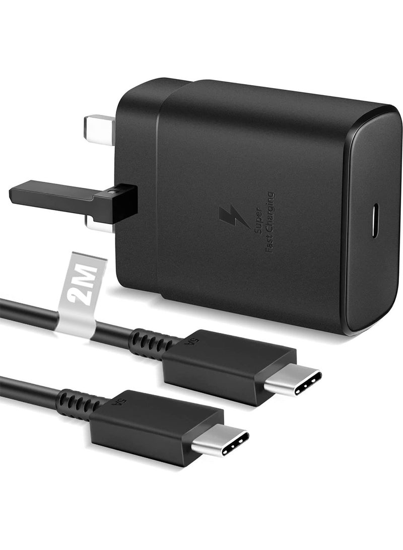 إكس ليفيل لشاحن سامسونج جالاكسي (مع كابل شحن) شاحن سريع 45 وات، S23 Ultra S23 Plus S23 S23 S22 Ultra S22 S21 Ultra S21 S21 A54 A53 A52 A32-45 وات مع كابل شحن سريع من النوع C 5A - Image 1