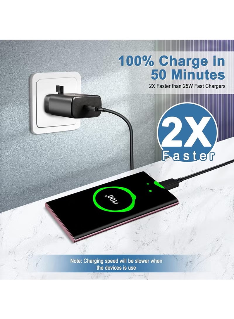 إكس ليفيل لشاحن سامسونج جالاكسي (مع كابل شحن) شاحن سريع 45 وات، S23 Ultra S23 Plus S23 S23 S22 Ultra S22 S21 Ultra S21 S21 A54 A53 A52 A32-45 وات مع كابل شحن سريع من النوع C 5A - Image 4