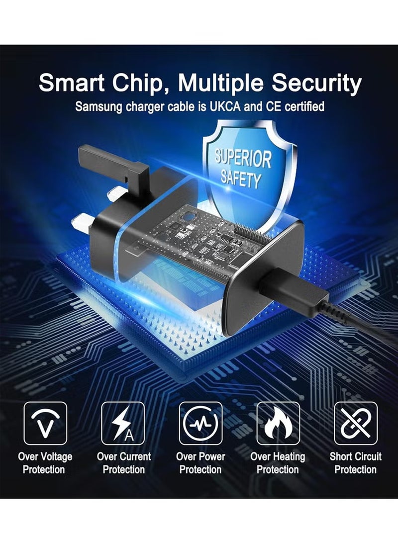 إكس ليفيل لشاحن سامسونج جالاكسي (مع كابل شحن) شاحن سريع 45 وات، S23 Ultra S23 Plus S23 S23 S22 Ultra S22 S21 Ultra S21 S21 A54 A53 A52 A32-45 وات مع كابل شحن سريع من النوع C 5A - Image 3