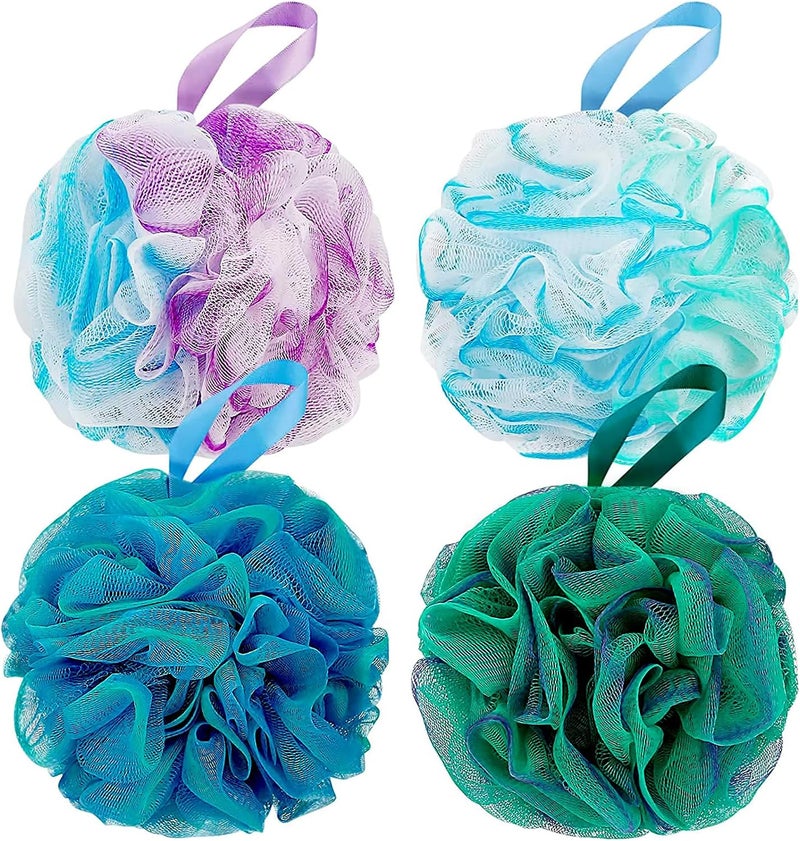 DadyMart Bath Loofah Sponge Set of 4 - Colorful Natural Fiber Sponges - Image 1