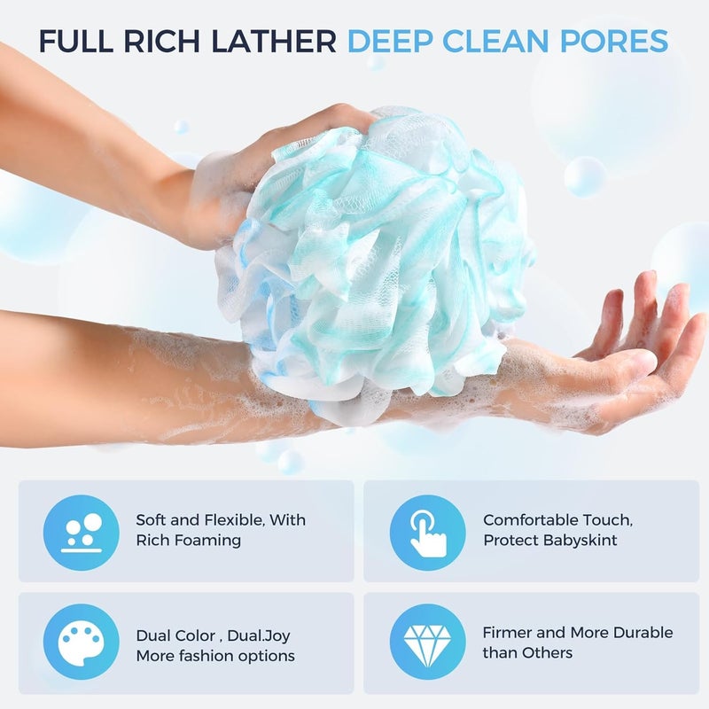 DadyMart Bath Loofah Sponge Set of 4 - Colorful Natural Fiber Sponges - Image 3