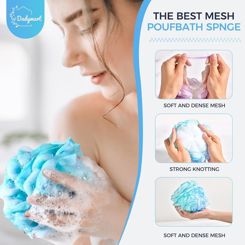 DadyMart Bath Loofah Sponge Set of 4 - Colorful Natural Fiber Sponges - Image 4
