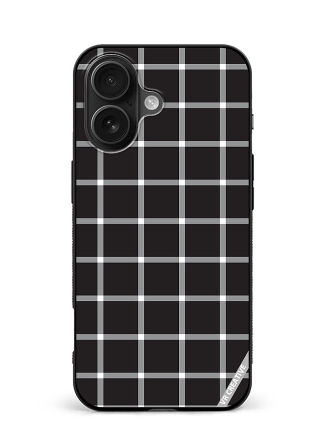 VR CREATIVE Protective Case Cover For Apple iPhone 16 Black White Checkered Design Multicolour