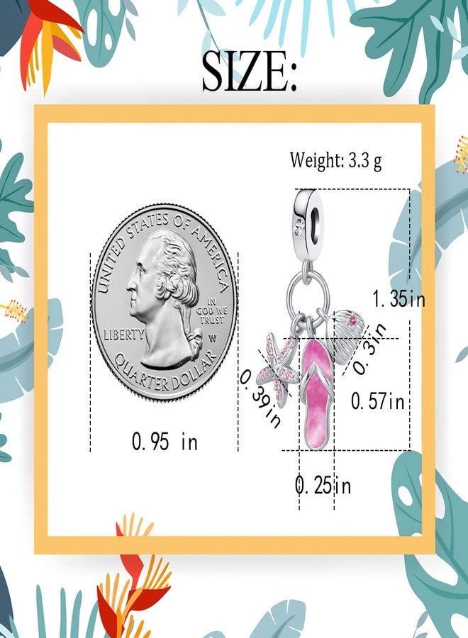 QeenseKc خرزة كريستالية على شكل شبشب وردي من QeenseKc، بتصميم نجمة بحر وصدفة، مناسبة لأساور باندورا - Image 5