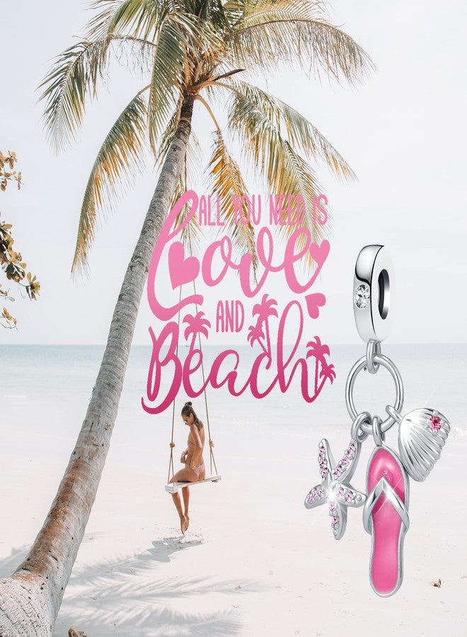 QeenseKc خرزة كريستالية على شكل شبشب وردي من QeenseKc، بتصميم نجمة بحر وصدفة، مناسبة لأساور باندورا - Image 4