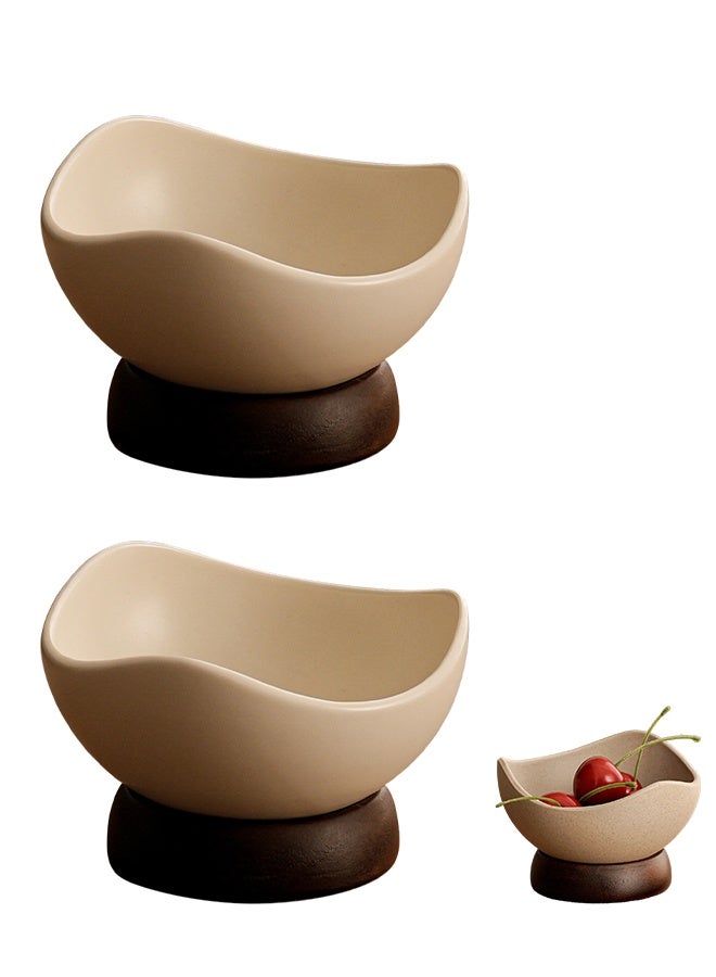 2-pack, Japanese ceramic fruit plate, nut container, dried fruit fructose, nut biscuit plate, ice cream cup, ice cream plate, high temperature resistance, drop resistance, gift gift. - Image 1