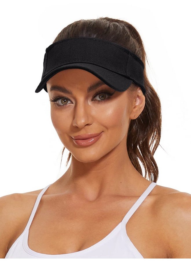Komorebi - Visors For Women Mens Sun Visors With Uv Protection Sports Sun Visor Hats Tennis Golf Adjustable Sun Cap 01 Black One Size - Image 1