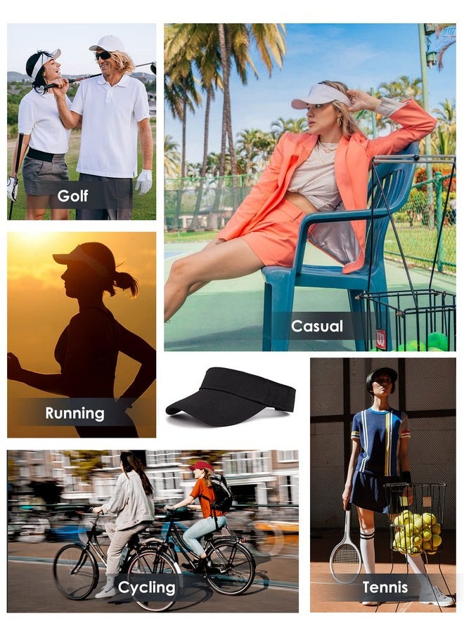 Komorebi - Visors For Women Mens Sun Visors With Uv Protection Sports Sun Visor Hats Tennis Golf Adjustable Sun Cap 01 Black One Size - Image 1