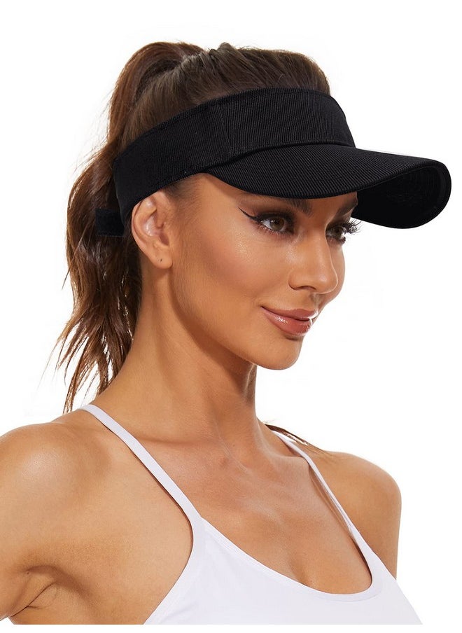 Komorebi - Visors For Women Mens Sun Visors With Uv Protection Sports Sun Visor Hats Tennis Golf Adjustable Sun Cap 01 Black One Size - Image 1