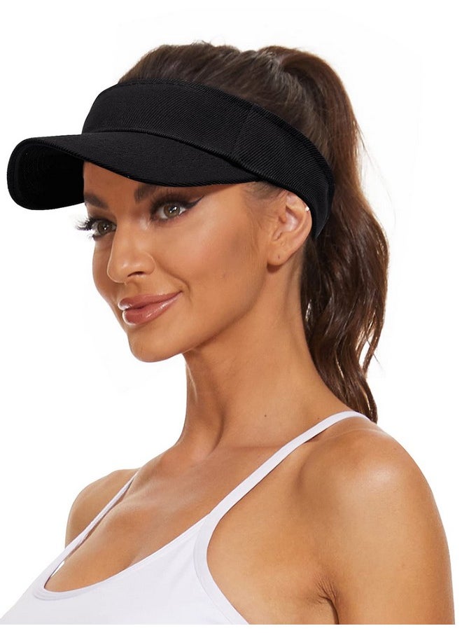 Komorebi - Visors For Women Mens Sun Visors With Uv Protection Sports Sun Visor Hats Tennis Golf Adjustable Sun Cap 01 Black One Size - Image 1