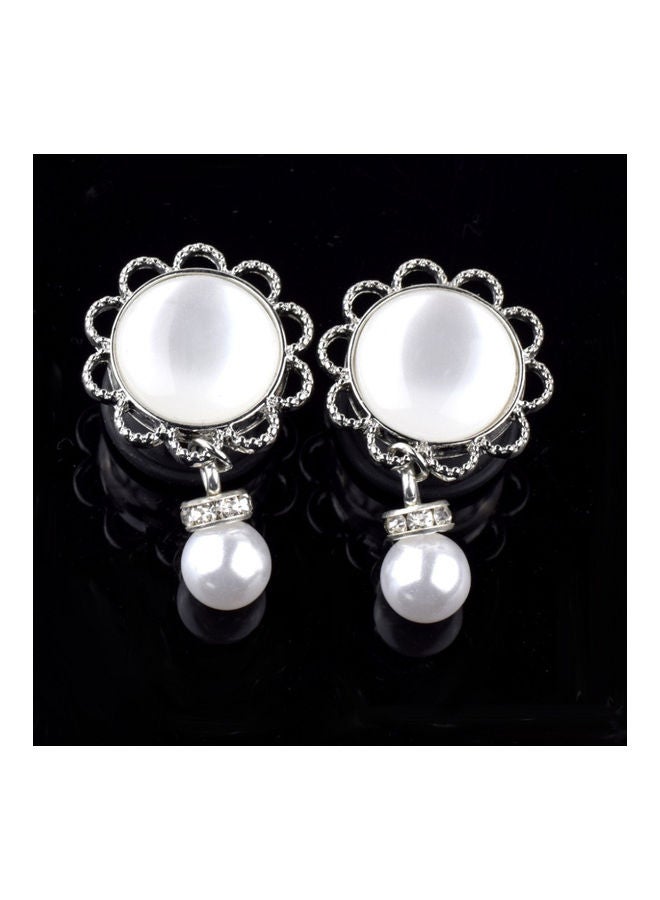 NIBEMINENT Flower Faux Pearl Dangle Ear Tunnel Expander Plug - Image 4