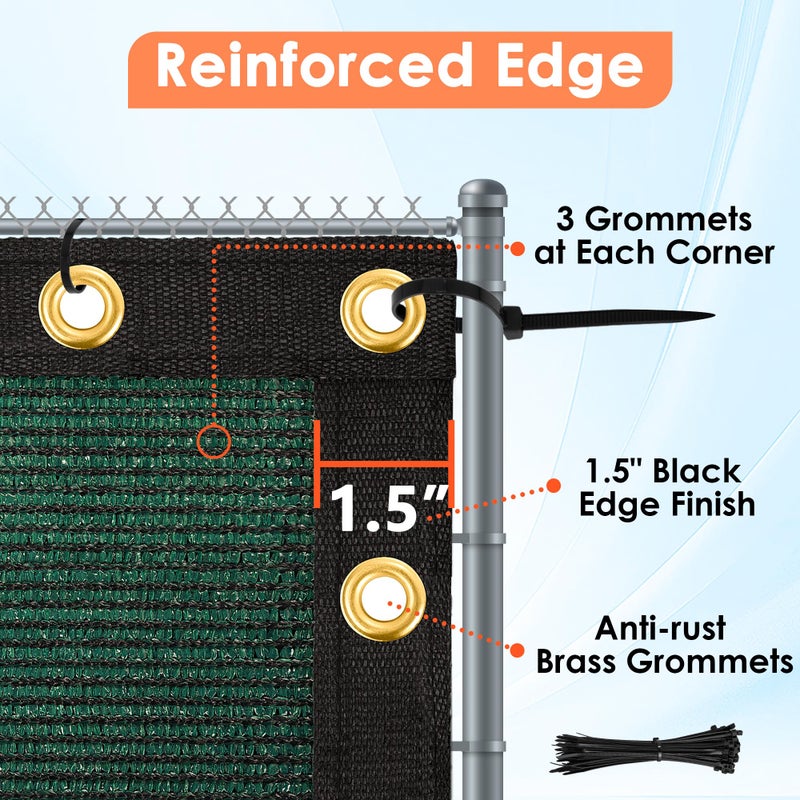 iCover 4x25ft Privacy Screen Fence, Outdoor Fencing Panels, Garden Windscreen Mesh Shade Sail Net Barrier, Include Reinforced Bindings and Brass Grommets Cable Zip Ties,Green - Image 5