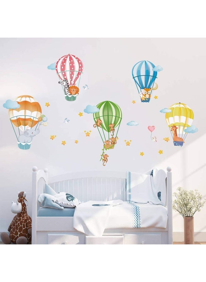 Home Trove Home Trove Animals in Hot Air Balloons Wall Decals Baby Playroom Wall Decor Elephant Giraffe Monkey Wall Stickers for Nursery Kids Bedroom  - Image 4