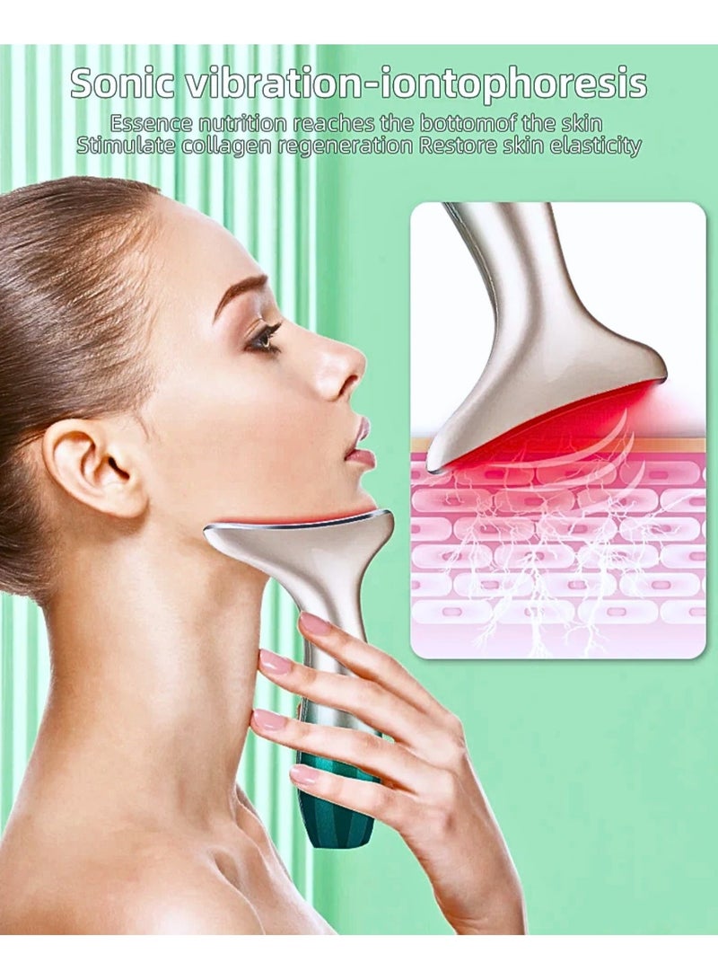 جهاز تجميل الرقبة ورفع الوجه 3 ألوان ضوء LED فوتون مضاد للتجاعيد مضاد للشيخوخة تفتيح خطوط الرقبة آلة تجميل (تدرج) - Image 3