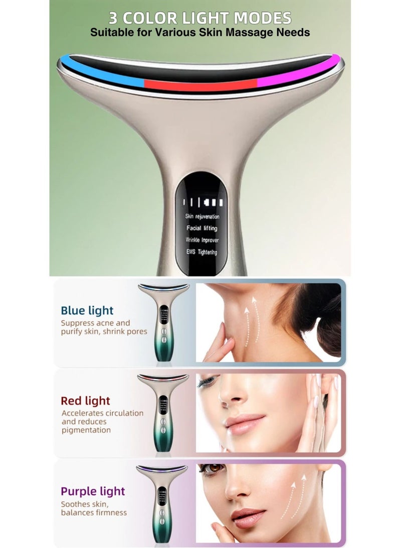 جهاز تجميل الرقبة ورفع الوجه 3 ألوان ضوء LED فوتون مضاد للتجاعيد مضاد للشيخوخة تفتيح خطوط الرقبة آلة تجميل (تدرج) - Image 5