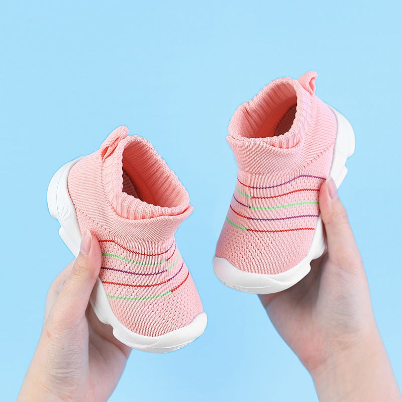 Children'S Socks 2024 New Fly-Woven Breathable Non-Slip Thin Cushioning Light Elastic Wear-Resistant Sports Casual Shoes Tide - Image 2
