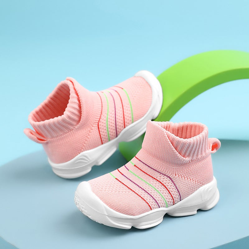 Children'S Socks 2024 New Fly-Woven Breathable Non-Slip Thin Cushioning Light Elastic Wear-Resistant Sports Casual Shoes Tide - Image 4