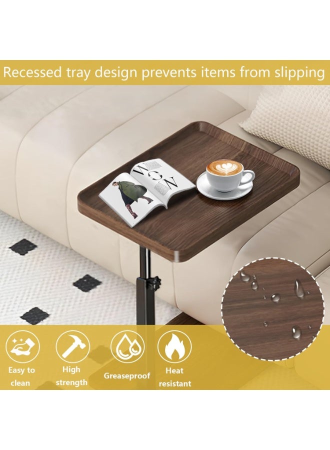 TAPIT C Table End Table Adjustable Height 360°Swivel TV Tray Table for Small Spaces Couch Tables That Slide Under C Shaped Side Tables with Wheels for Living Room and Bedroom Bed Chair Snack Table - Image 3