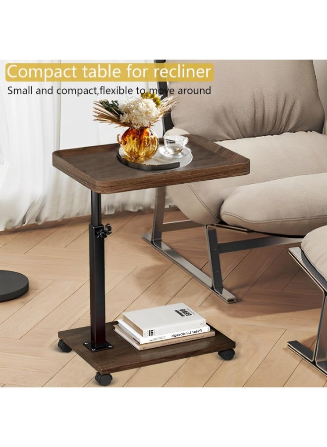TAPIT C Table End Table Adjustable Height 360°Swivel TV Tray Table for Small Spaces Couch Tables That Slide Under C Shaped Side Tables with Wheels for Living Room and Bedroom Bed Chair Snack Table - Image 4