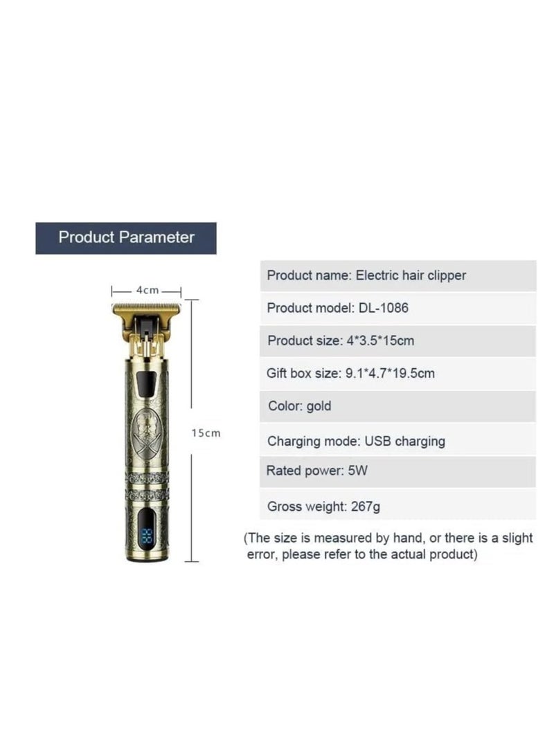 ماكينة تشذيب شعر اللحية المطورة للرجال، ماكينة قص شعر كهربائية احترافية بمنفذ USB لقص الشعر، ماكينة تشذيب لاسلكية، شاشة LED بدون فتحات (ماكينة قص الشعر للرجال، ذهبي 04) - Image 4