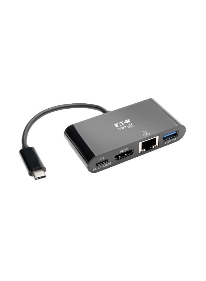 Tripp Lite USB C to HDMI Multiport Adapter Converter Docking Station 4K@30Hz w/ USB-A Hub, Gigabit Ethernet Thunderbolt 3 USB Type C Black (U444-06N-H4GUBC) - Image 3