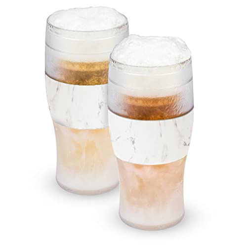Host Host Freeze Frozen Mugs Freezable Pint Set Beer Keep Your Drinks Cold Double Walled Insulated Glasses Tumbler for Iced Coffee 16oz Set of 2 Marble