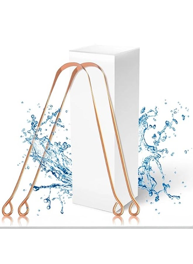 GUBB Copper Tongue Cleaner for Kids & Adults (Pack of 2) - Ayurvedic Tongue Scraper for Fresh Breath,Oral Hygiene |Travel-Friendly,Heavy-Duty,Bacteria Removal,Eco-Friendly,Antibacterial Tongue Cleaner,100% Copper,Reusable,Travel-Friendly Copper Tongue Scraper (Round) | Easy & Safe to Use - Image 1