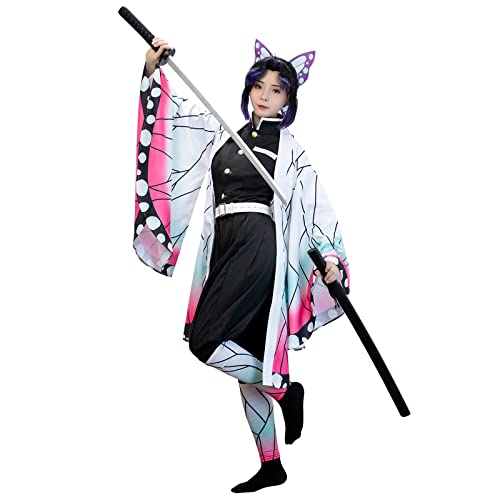 Nuoqi Kochou Shinobu Cosplay Outfit Womens Shinobu Cosplay Costume Anime Robe Kimono Uniform Halloween XXL - Image 1