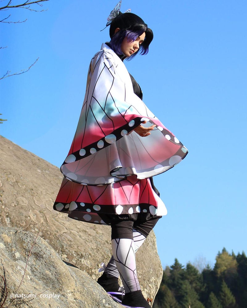 Nuoqi Kochou Shinobu Cosplay Outfit Womens Shinobu Cosplay Costume Anime Robe Kimono Uniform Halloween XXL - Image 3