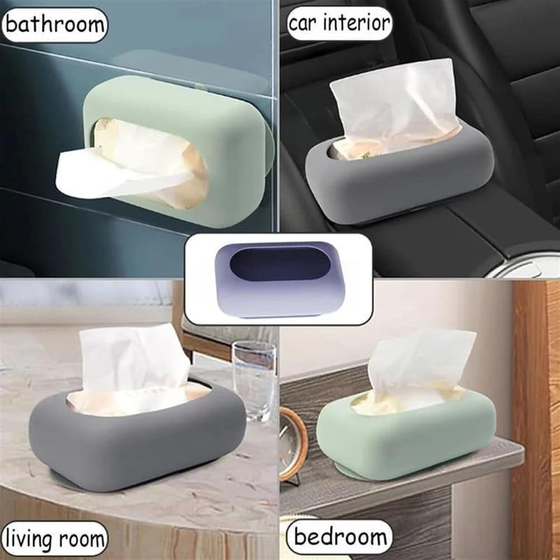 Orrda Silicone Tissue Holder, Suction Cup Napkin Storage Box, Household Silicone Suction Cup Tissue Box, Multifunctional Wall Mounted Paper Towel Holders, Reusable Tissue Dispenser (1 Psc_Multicolor) - Image 3