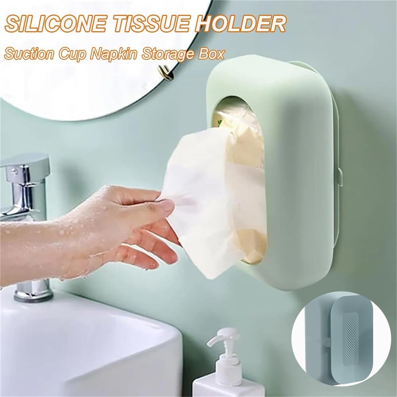 Orrda Silicone Tissue Holder, Suction Cup Napkin Storage Box, Household Silicone Suction Cup Tissue Box, Multifunctional Wall Mounted Paper Towel Holders, Reusable Tissue Dispenser (1 Psc_Multicolor) - Image 5