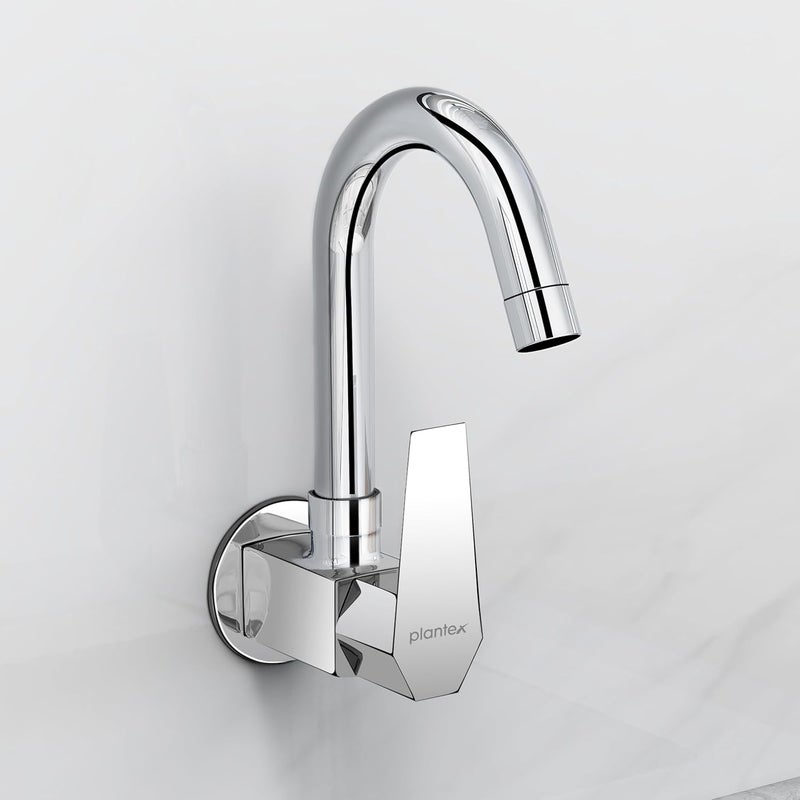 Plantex Kitchen Sink Tap with Wall Flange Teflon TapeWall Mount Sink Tap for Kitchen BasinSwan Neck Tap for Kitchen Sink with 360 Swivel Spout Chrome Celesiya1247 - Image 1