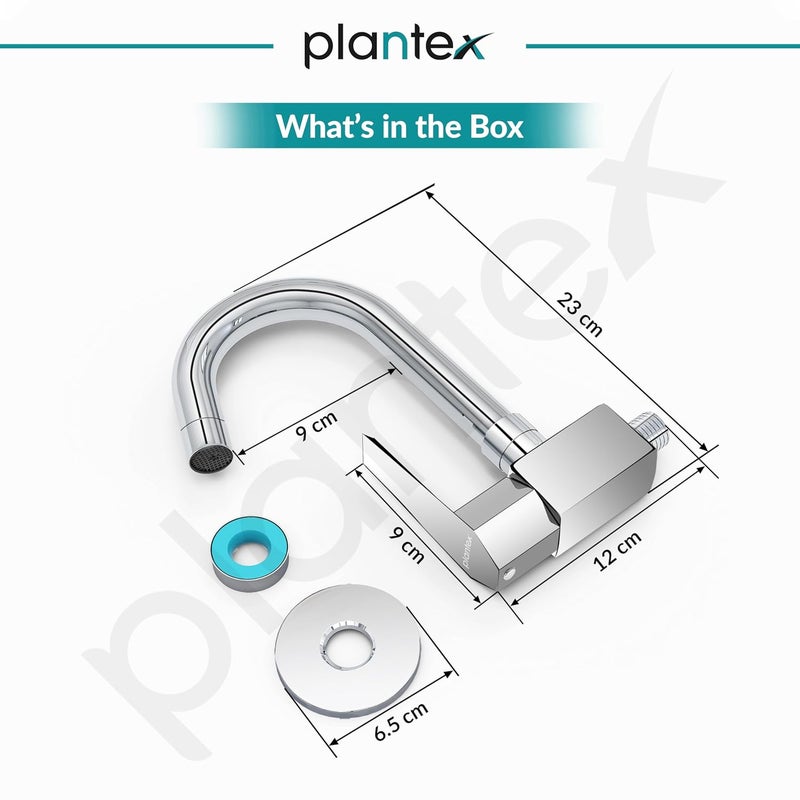 Plantex Kitchen Sink Tap with Wall Flange Teflon TapeWall Mount Sink Tap for Kitchen BasinSwan Neck Tap for Kitchen Sink with 360 Swivel Spout Chrome Celesiya1247 - Image 3