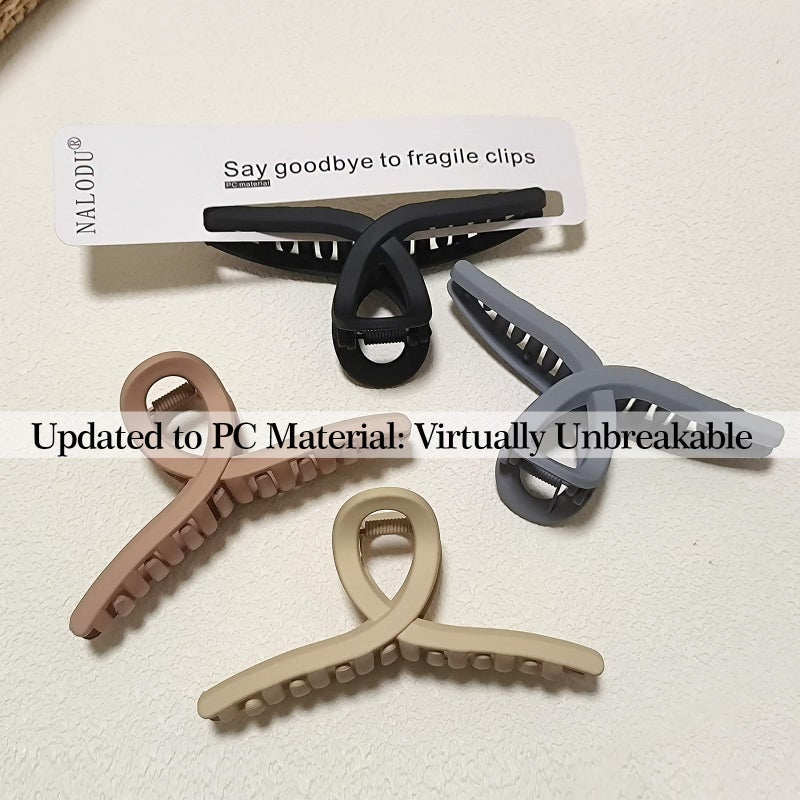 Nalodu 4.3 Inch Hair Claw Clips Large No Slip Big Matte Jaw Butterfly Clip for Thin Fine Thick Hair Women, 4 Pack - Image 2