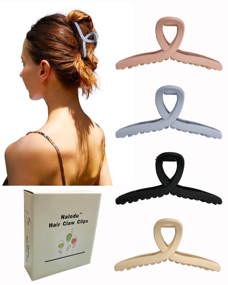 Nalodu 4.3 Inch Hair Claw Clips Large No Slip Big Matte Jaw Butterfly Clip for Thin Fine Thick Hair Women, 4 Pack - Image 3