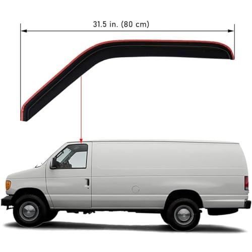 Lightronic Extra Durable Clip-on In-Channel Auto Vent Window Visor, Fit 1992-2006 Ford E-series Econoline Vans E-150, E-250, E-350 & E-450 Super Duty, UV Protect Rain Guard Wind Deflector, Smoke, 2Pcs - Image 2