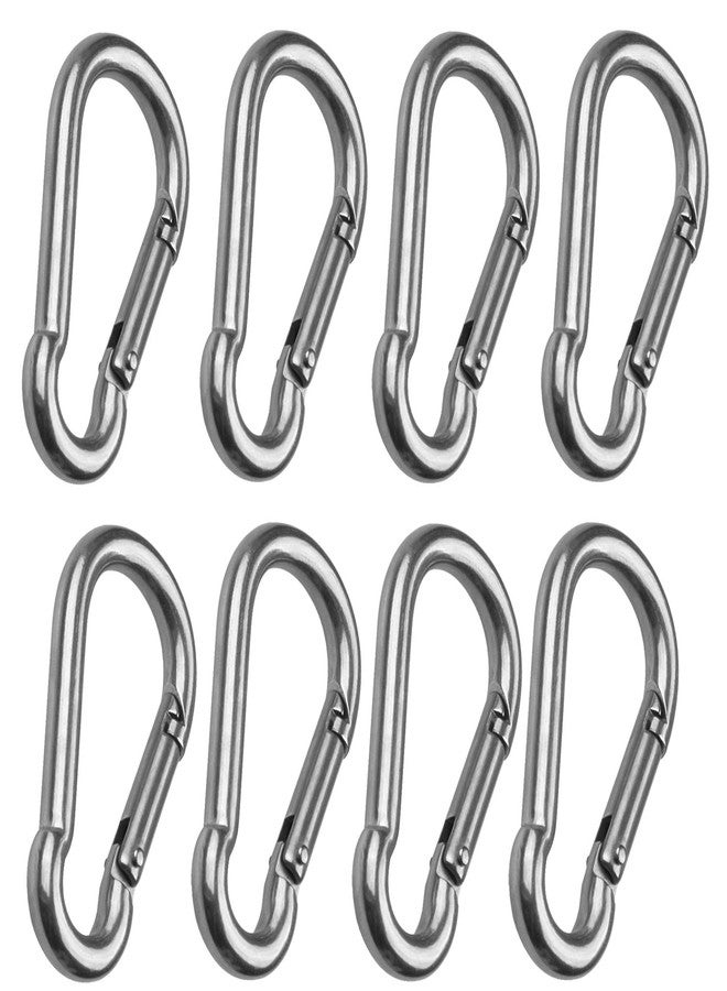 CBTONE 8 Pack 3 Inch Spring Snap Hook Stainless Steel 304 Carabiner Clips Heavy Duty Quick Link Hook for Outdoor Camping Hiking Hammock Swing (M8 x 80mm) - Image 1