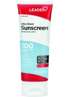 Leader LEADER Travel Sunscreen SPF 100+, Ultra Sheer Dry-Touch Water Resistant and Non-Greasy Lotion with Broad Spectrum SPF 100+, 3 Fl Oz  - Image 1