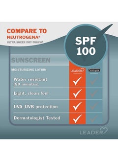 Leader LEADER Travel Sunscreen SPF 100+, Ultra Sheer Dry-Touch Water Resistant and Non-Greasy Lotion with Broad Spectrum SPF 100+, 3 Fl Oz  - Image 2