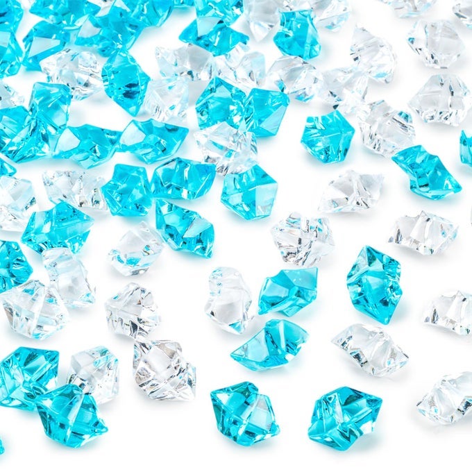 MIXED BLUE FAKE ICE ROCKS 150PCS ACRYLIC GEMS CRYSTALS DIAMONDS CENTERPIECE FOR VASE FILLERS DIY CRAFT TABLE SCATTER WEDDING PARTY AQUARIUM TANK DECORATIONS