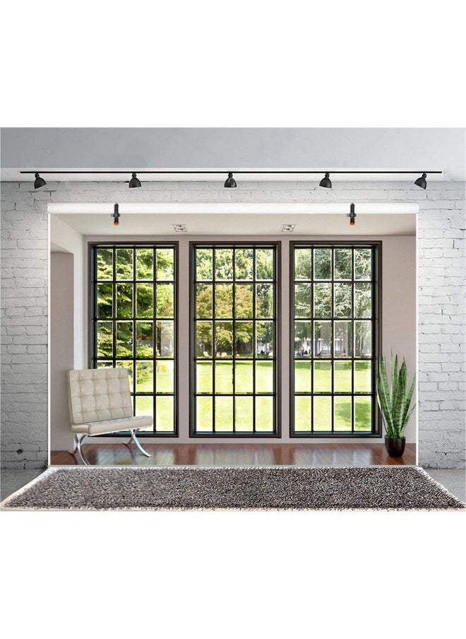 CSFOTO - 5X3Ft Polyester Window Backdrops For Photography Video Backdrops Background Home Office Background Meeting Office Zoom Background Office Backdrop For Video Conference Living Room Backdrop - Image 1