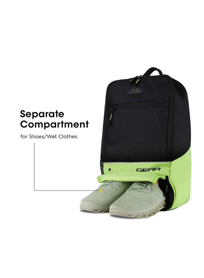 Gear SUPERIOR XL 17L Samll Water Resistant School Backpack/College Bag/Sports Bag with Shoe Compartment for Men/Women (Black-Fluroscent Green) - Image 3