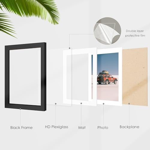 Fisnish 12x12 Picture Frame Sef of 10, Display Pictures 8x8 with Mat or 12 x 12 Without Mat, Photo Frame Collage for Wall Gallery Decor, Wall Mounted, Black - Image 4