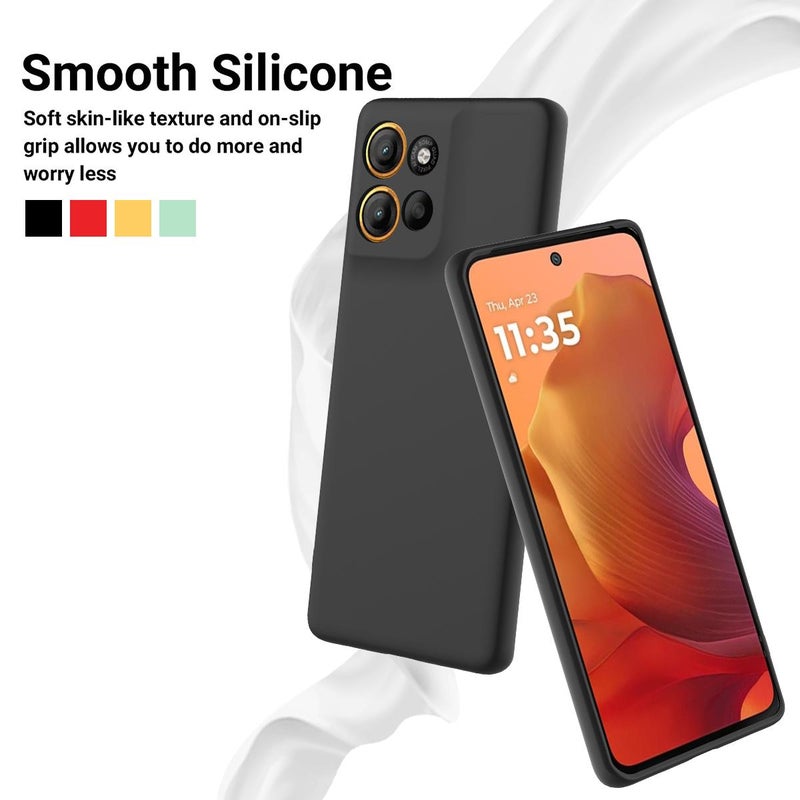 إيروريكس جراب هاتف Motorola Moto G86 5G بلون سادة من السيليكون السائل المقاوم للسقوط بتغطية كاملة (أسود) - Image 3