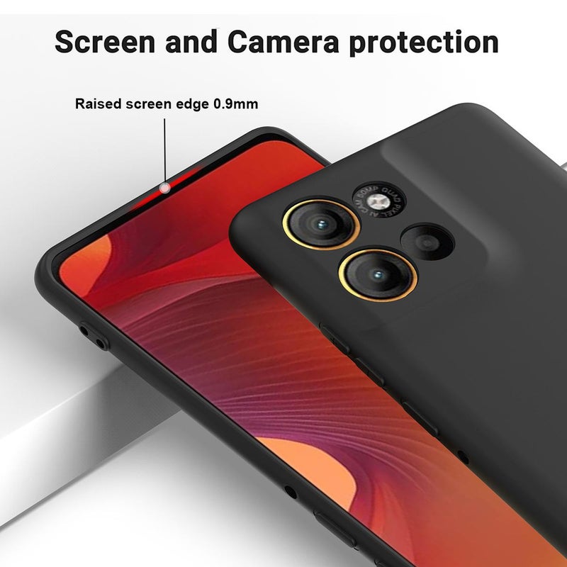 إيروريكس جراب هاتف Motorola Moto G86 5G بلون سادة من السيليكون السائل المقاوم للسقوط بتغطية كاملة (أسود) - Image 4