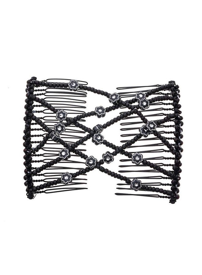 Lovef Ovef 2Pcs Magic Hair Comb Clip For Women Girls Beaded Flower Barrette Hairpin Elastic Double Hair Combs Clips Hair Accessories - Image 3
